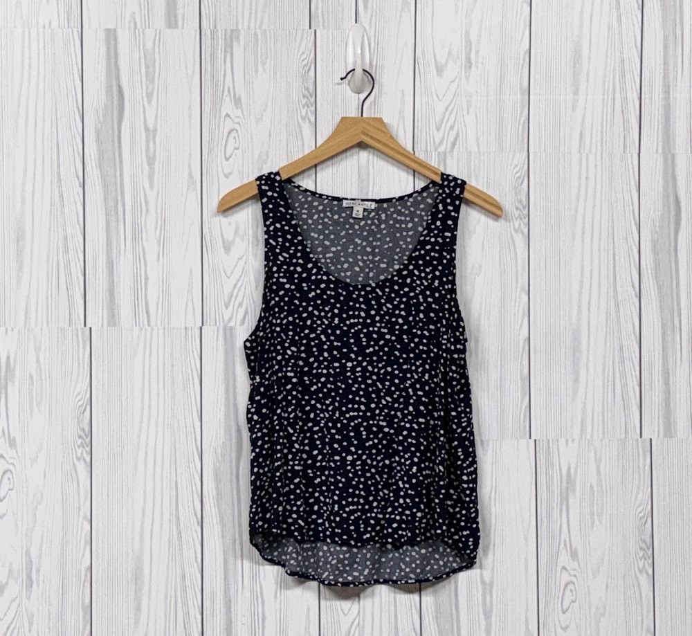 J Crew sleeveless top womens size medium navy patterned blouse pullover