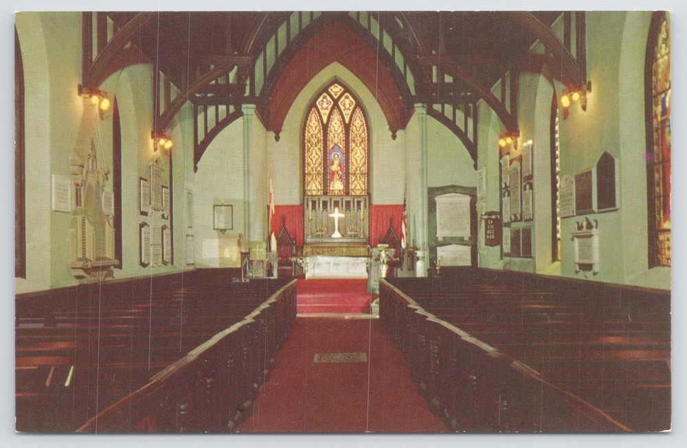Hyde Park New York~St James Episcopal Church Interior~Roosevelt~1950s Postcard