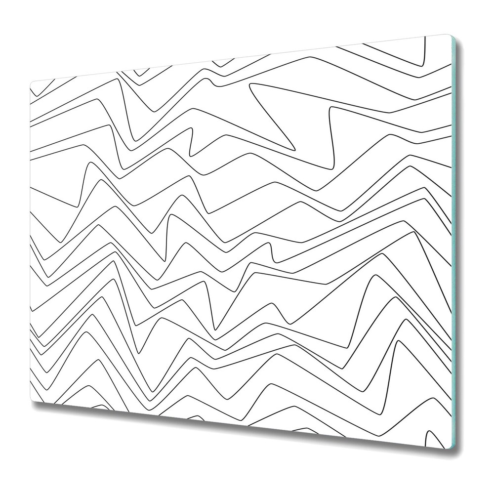 Glass Induction Ceramic Hob Cover Minimal lines white and black 60x52