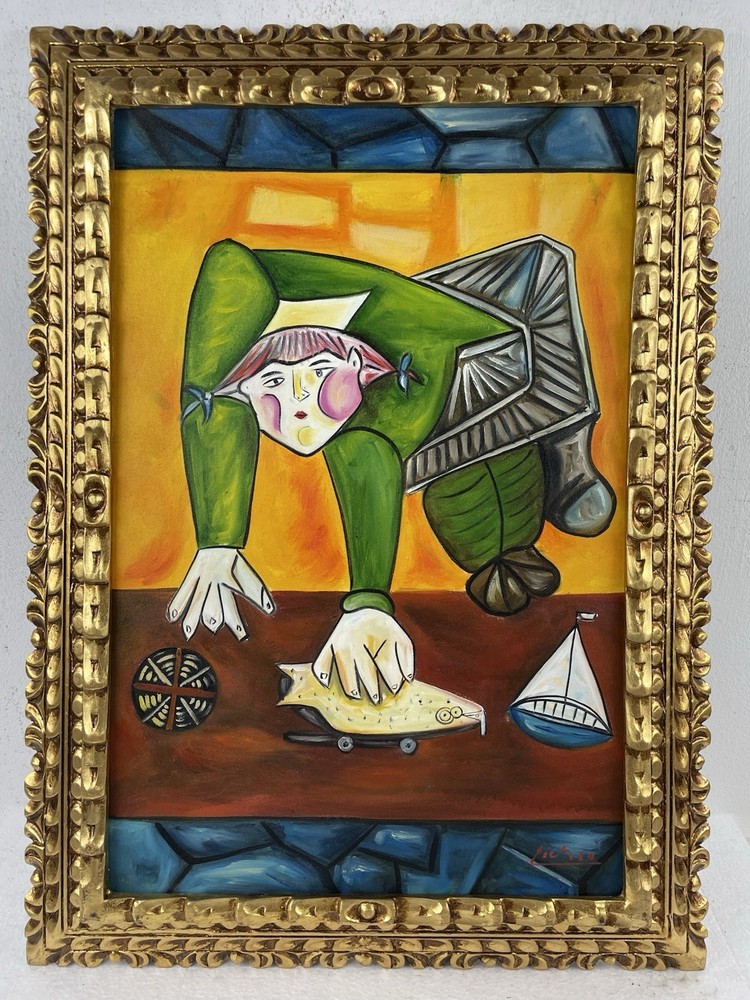 Pablo Picasso Oil On Canvas (Handmade) signed and stamped Framed