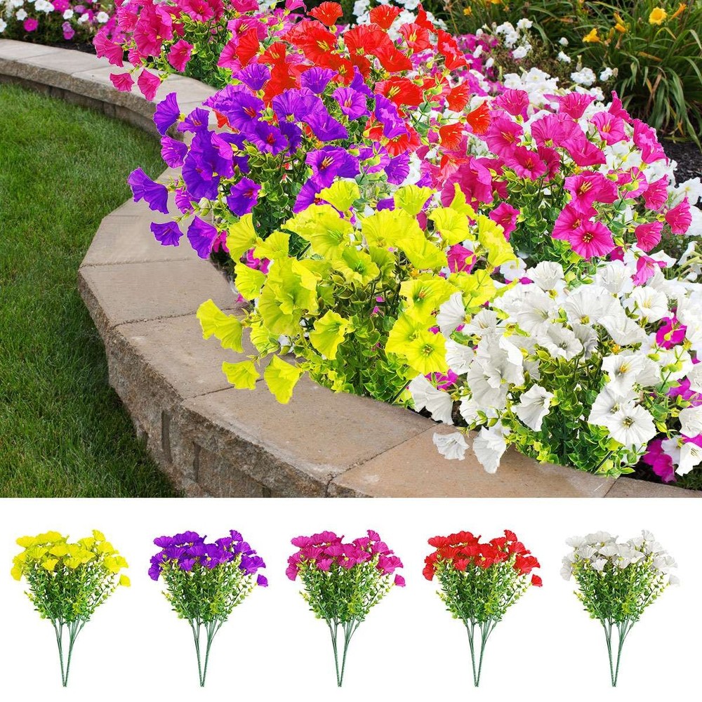 2-10 Bundles Artificial Flower Outdoor indoor UV Resistant Fake Flowers Plant