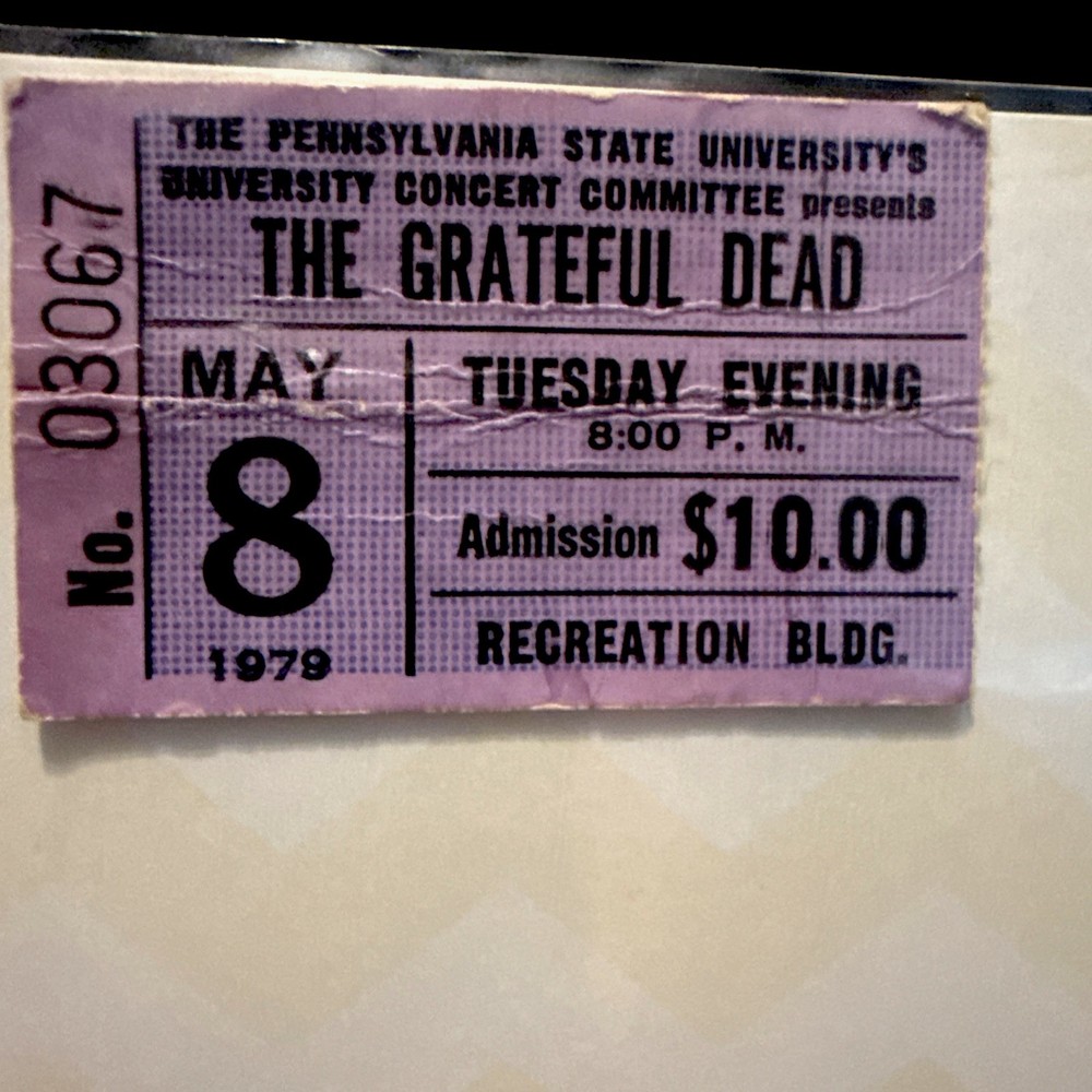 Grateful Dead Concert Ticket Stub May 8th 1979 Pennsylvania State University