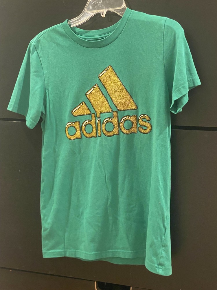 Adidas Shirt Youth Large (14-16) GREEN T-Shirt Short Sleeve Graphic Logo