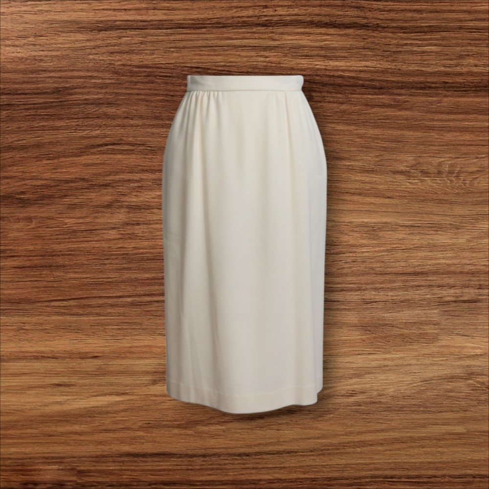 Vintage Koret 100% Wool Pencil Skirt Womens Sz 8 Cream Ivory Office Career 26x28