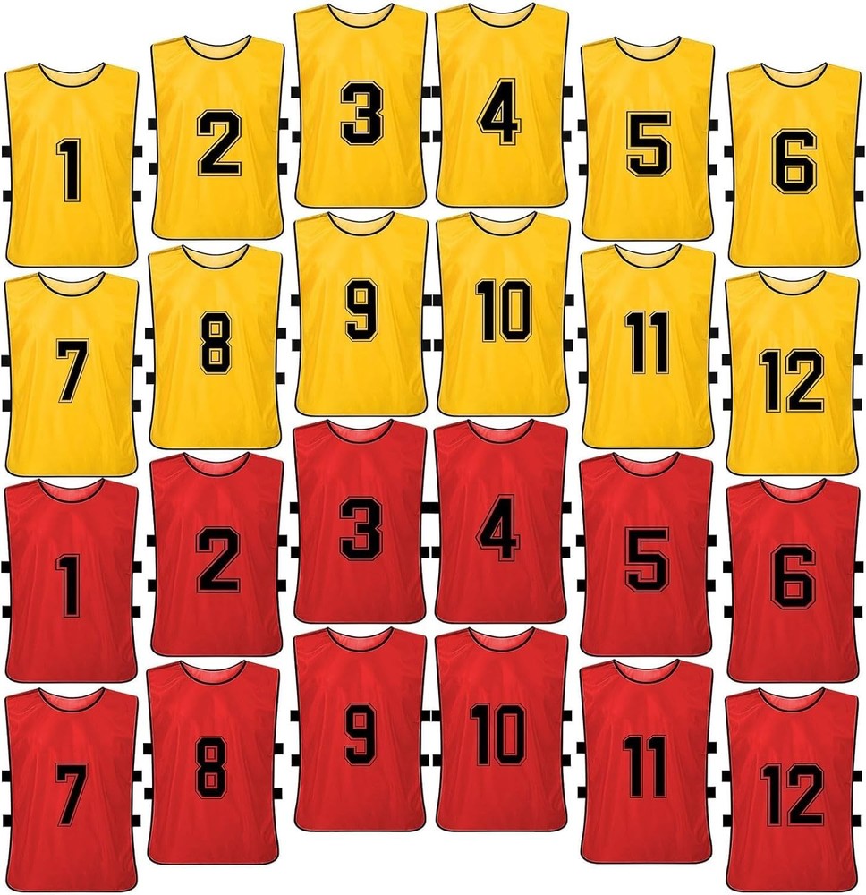 24 Pack Scrimmage Training Vest,Team Sports Pinnies Reversible Numbered Socce...