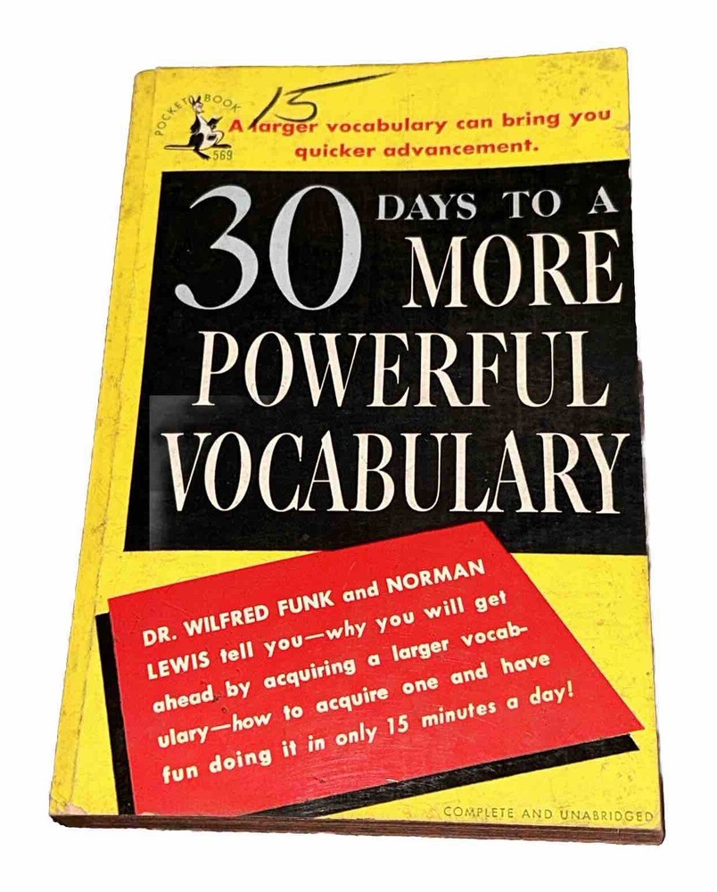 30 Days To A More Powerful Vocabulary Dr. Wilfred Funk Norman Lewis 1949 PB