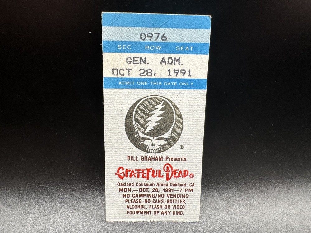 Grateful Dead Concert Ticket, Oakland Coliseum Arena, Oct. 28 1991