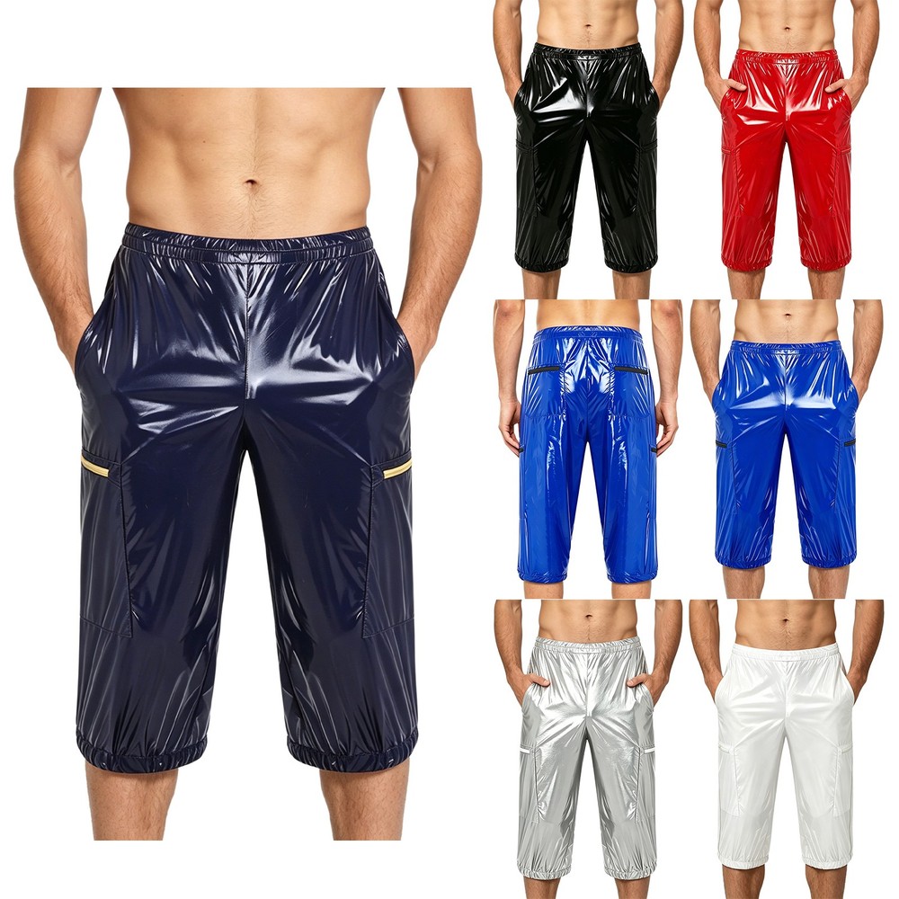 Men Capri Pants Color Blocking Bottoms Vacation Shorts Waterproof Casual Cargo