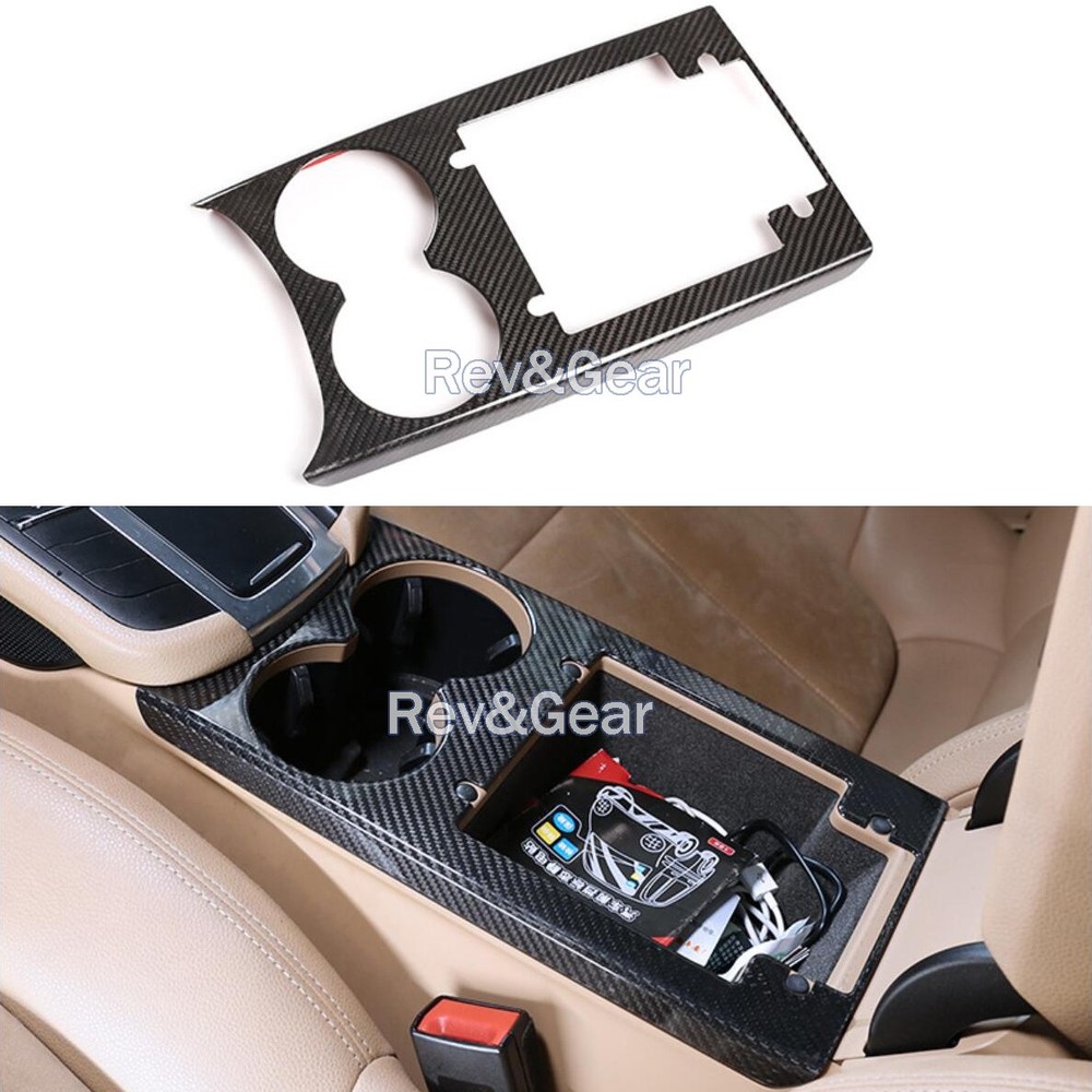 Real Carbon Fiber For Porsche Macan 2014-24 Center Console Cup Holder Panel Trim