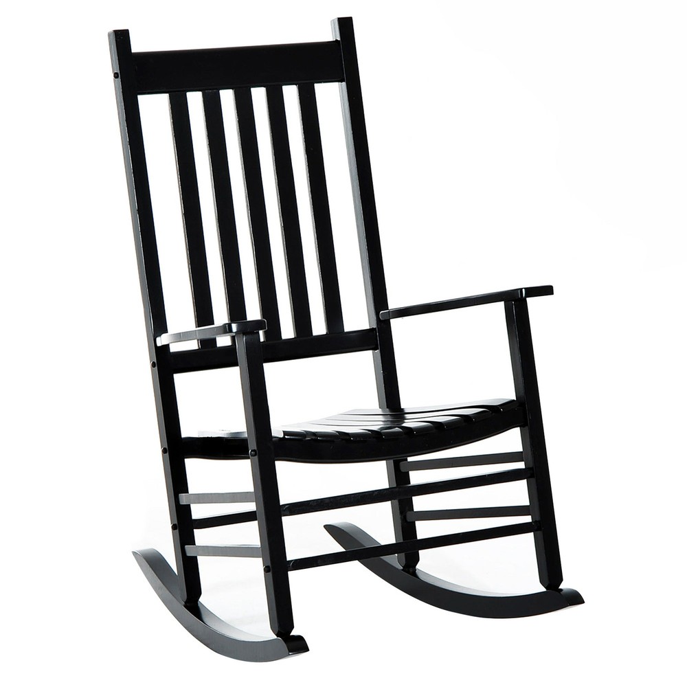 Outsunny Solid Wood Rocking Chair for Patio Garden Relaxation