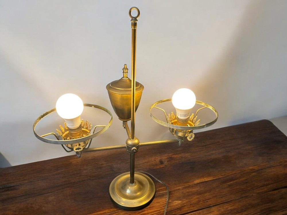 Antique Brass Double arm Student Lamp Working 21