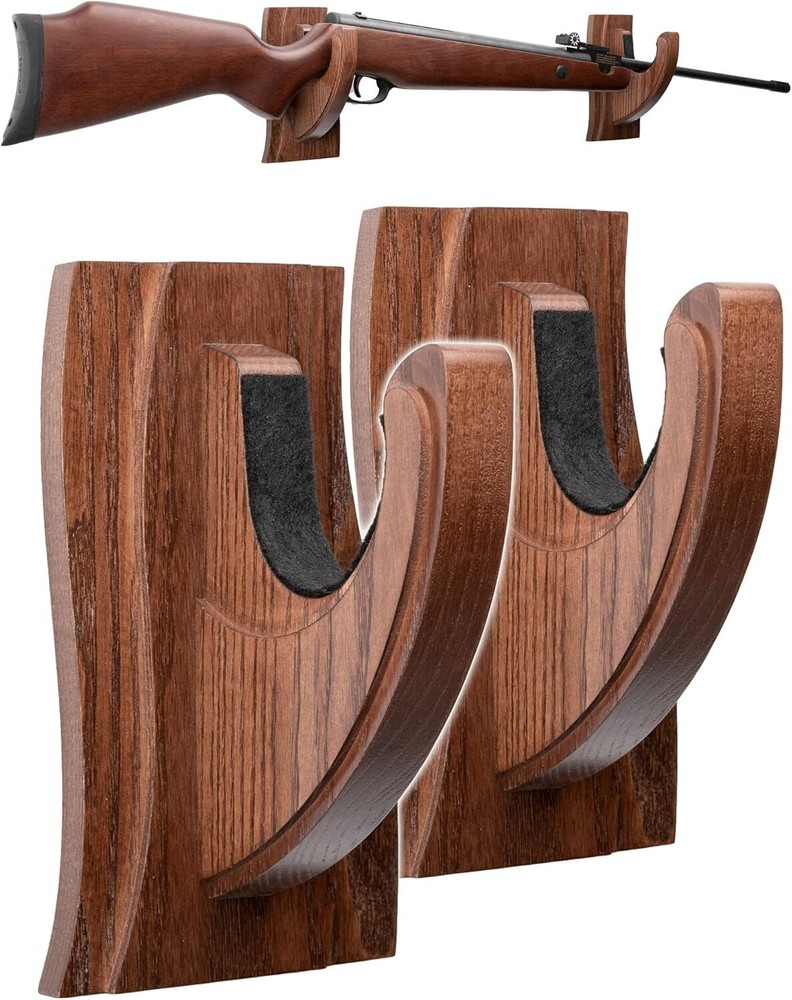 Single Rifle Shotgun Gun Wall Mount Display Rack Gun Hanger Wood for Indoor Safe