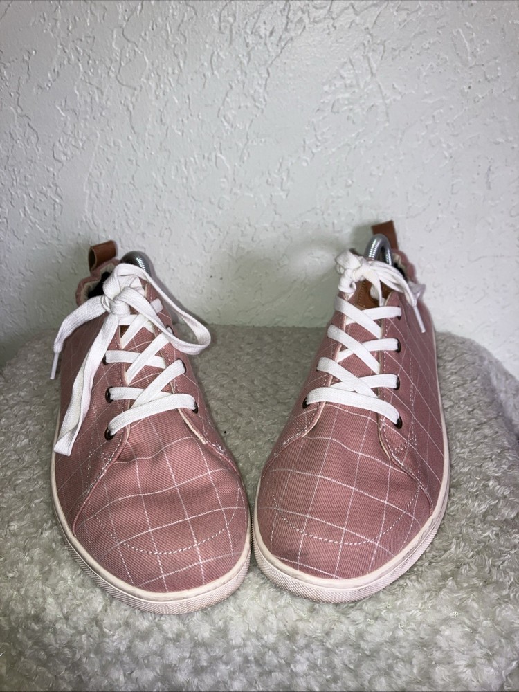 Spenco Canvas Sneakers Womens 11D Slip On Orthotic Shoes Windowpane Pink Spring