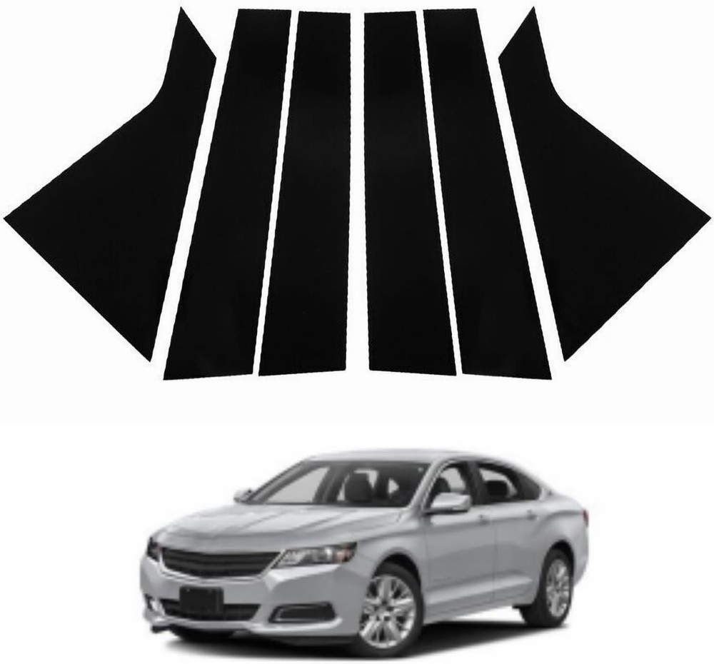 6Pc Pillar Posts Window Door Trim Glossy Black for Chevrolet Chevy Impala 2014 2