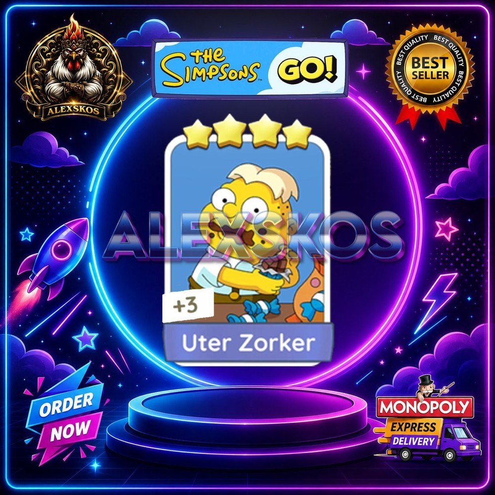 Uter Zorker ⭐Monopoly Go Sticker MOGO The Simpsons Go! Stickers 🌟 Fast Delivery