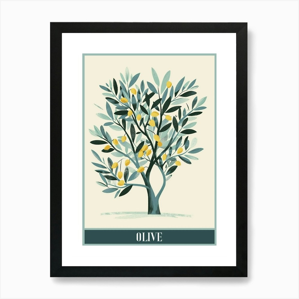 Olive Tree Flat Art Framed Wall Poster Canvas Print Modern Decor