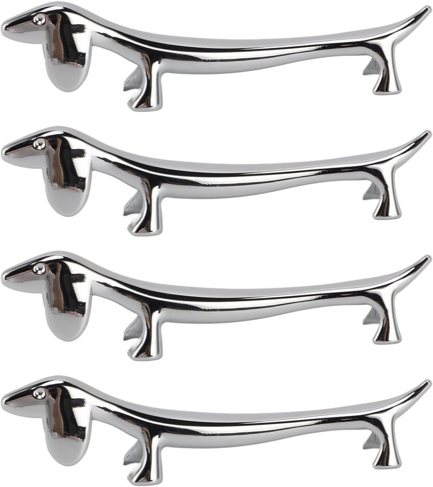 4Pcs Animal-Shaped Chopstick Rest Holder for Spoon Fork Puppy Silver Design