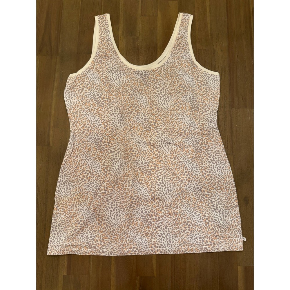 Victorias Secret Leopard Print Tank Top Womens XL Sleep Lounge Scoop Neck Pink