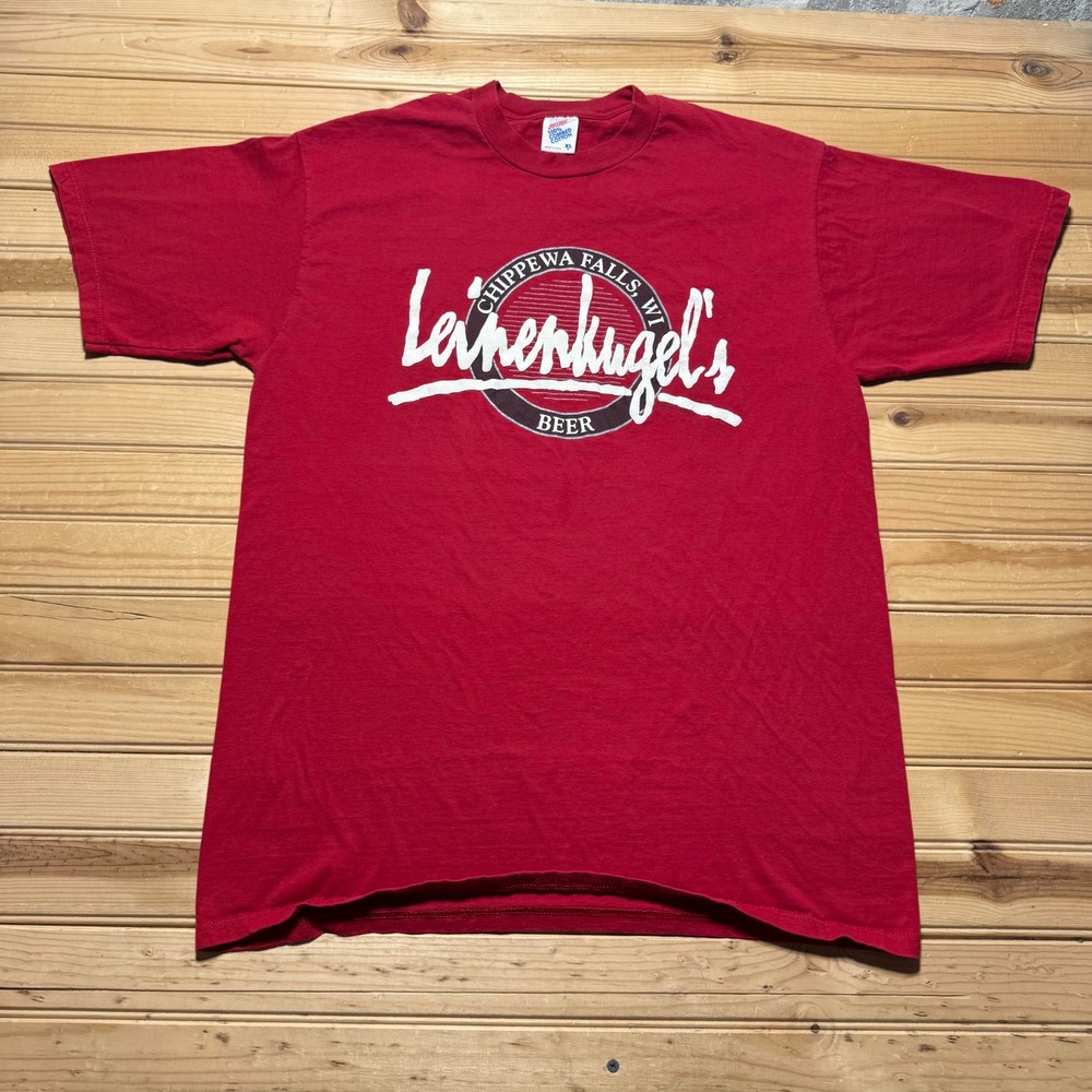 vintage 90s Leinenkugel's Beer Chippewa Falls Puff Print Graphic T-Shirt USA XL
