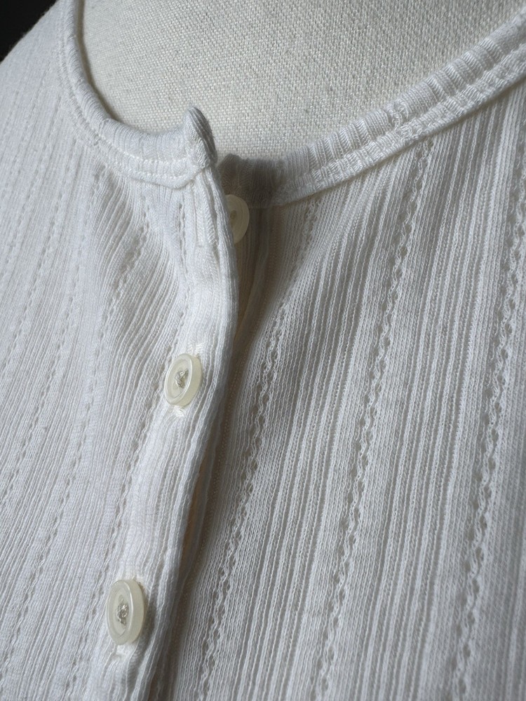 Women's Lightweight Pointelle Knit Henley by GAP ~ Ivory ~ Size L ~ New!