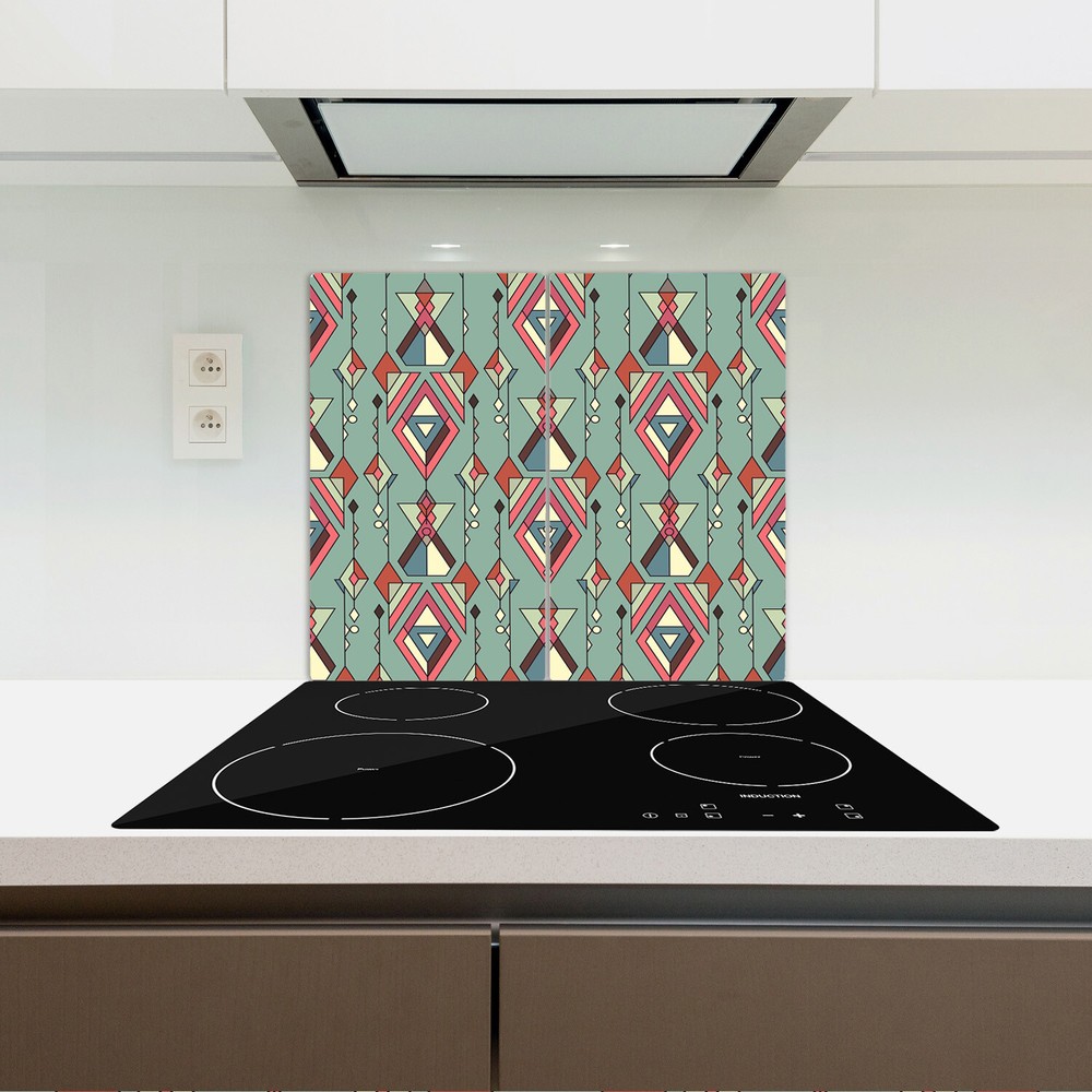 Tempered Glass Bread Board Worktop Saver Mexican aztec pink and green 2x30x52