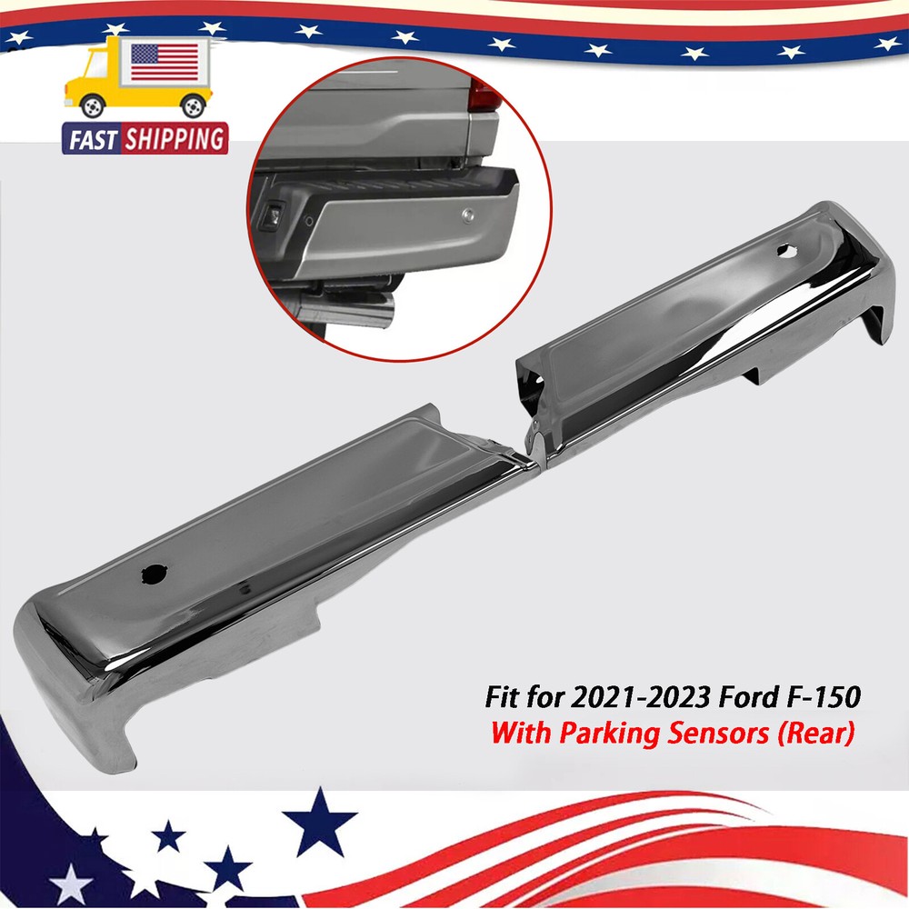 Juego de extremos de parachoques trasero cromado izquierdo y derecho para Ford F-150 2021-2023 con sensor DE
