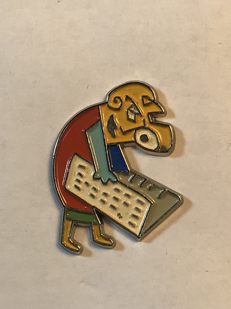 PIN ABSTRAC ART RED  YELLOW BLUE READING NEWSPAPER