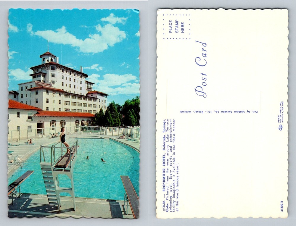 Colorado Springs, CO-Colorado Broadmoor Hotel Pool Diving Board Vintage Postcard