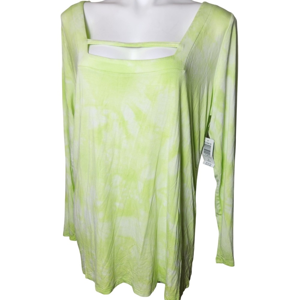 Torrid NWT Love Sick neon green & white tie dye casual shirt Size 1x Plus Size
