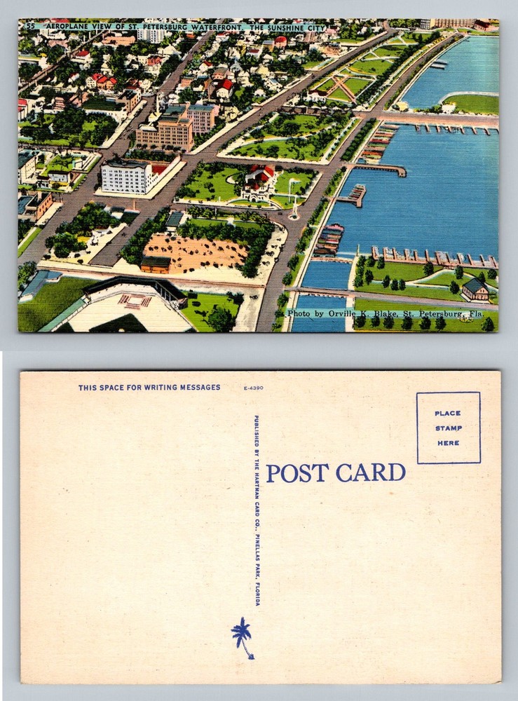 St Petersburg, FL-Florida, Aerial City And Waterfront View Vintage Postcard