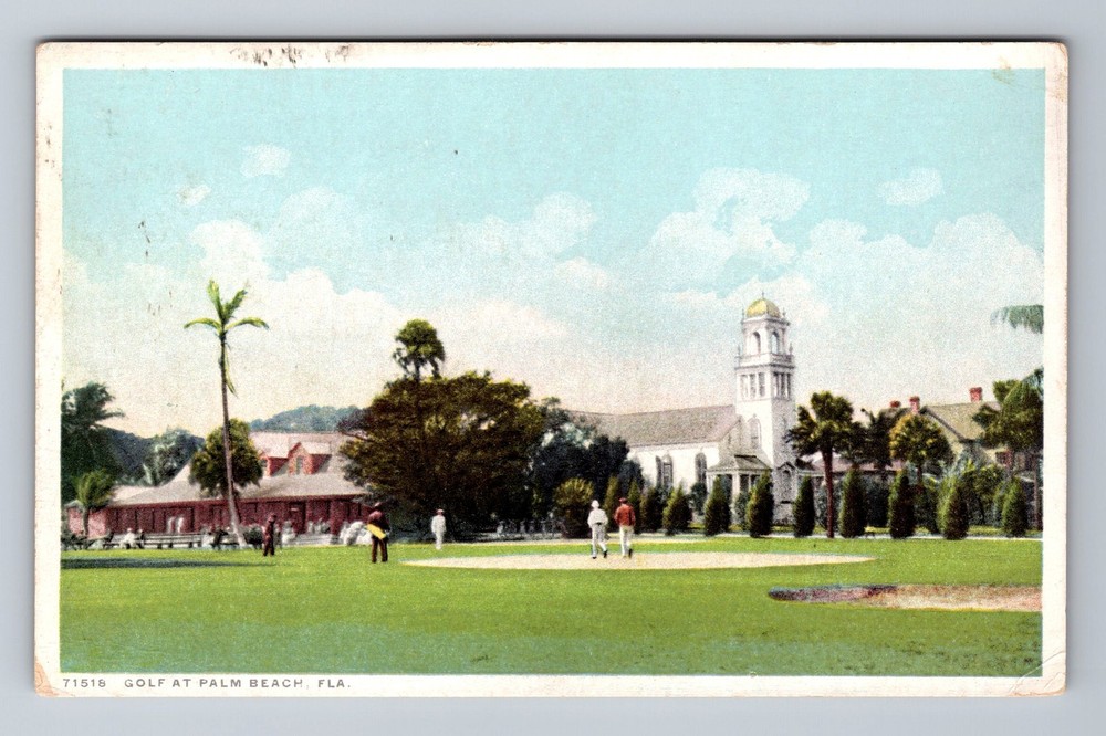 Palm Beach FL-Florida, Golfing, Golf Course, Souvenir Vintage Postcard