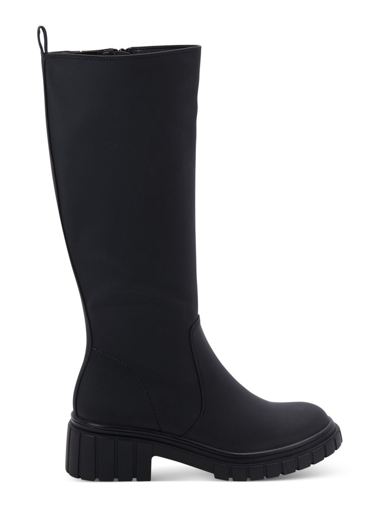 AQUA COLLEGE Womens Black Waterproof Paz Round Toe Block Heel Riding Boot 6 M