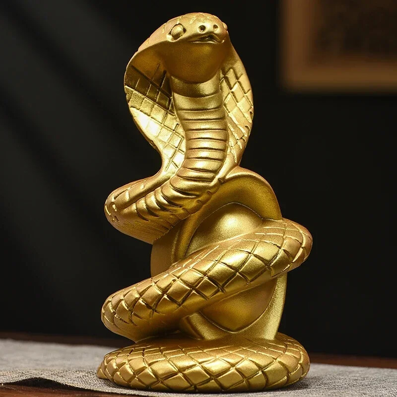 Wooden Cobra Snake Figurine Ornament ，wood Snake Zodiac Crafts Home Decoration