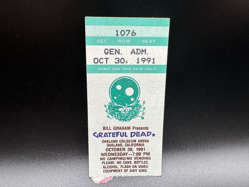Grateful Dead Concert Ticket, Oakland Coliseum Arena, Oct. 30 1991