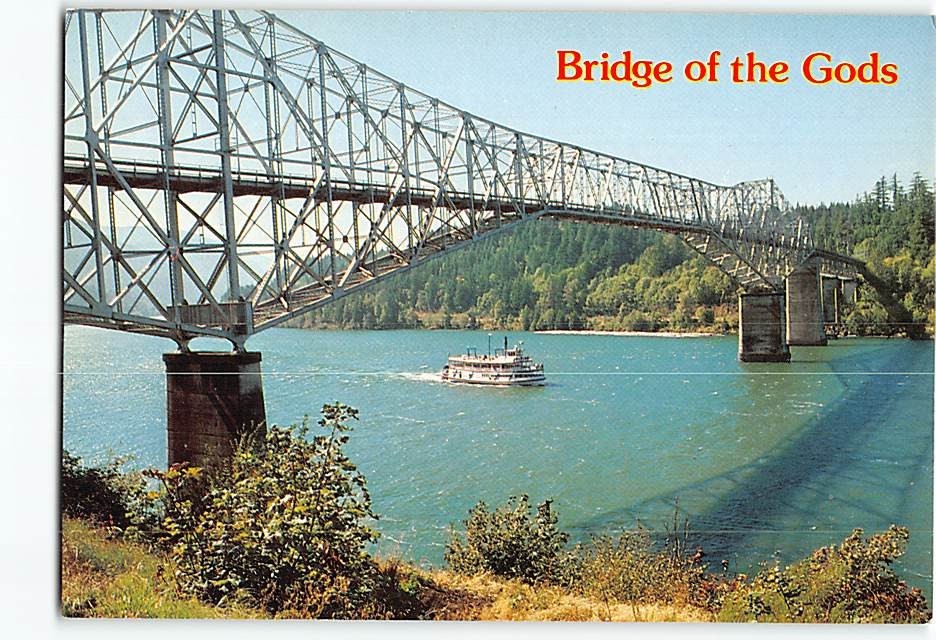 Postcard Bridge of the Gods at Cascade Locks Oregon USA
