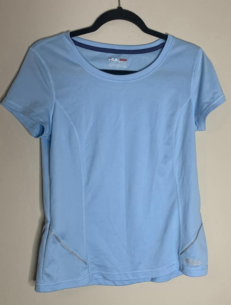 Fila Sport Womens Performance Top Blue Short Sleeve Size Medium