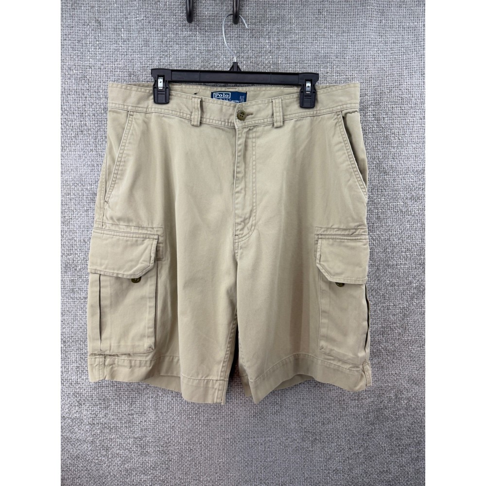 Polo Ralph Lauren Vintage Mens Size 36 Cargo Utility Shorts Khaki Cotton Chino