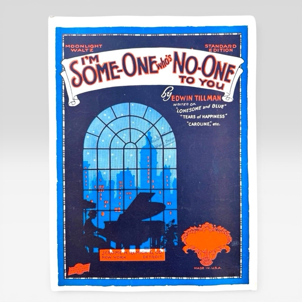 I’m Some One Who’s No One to You Sheet Music 1924 Edwin Tillman Moonlight Waltz