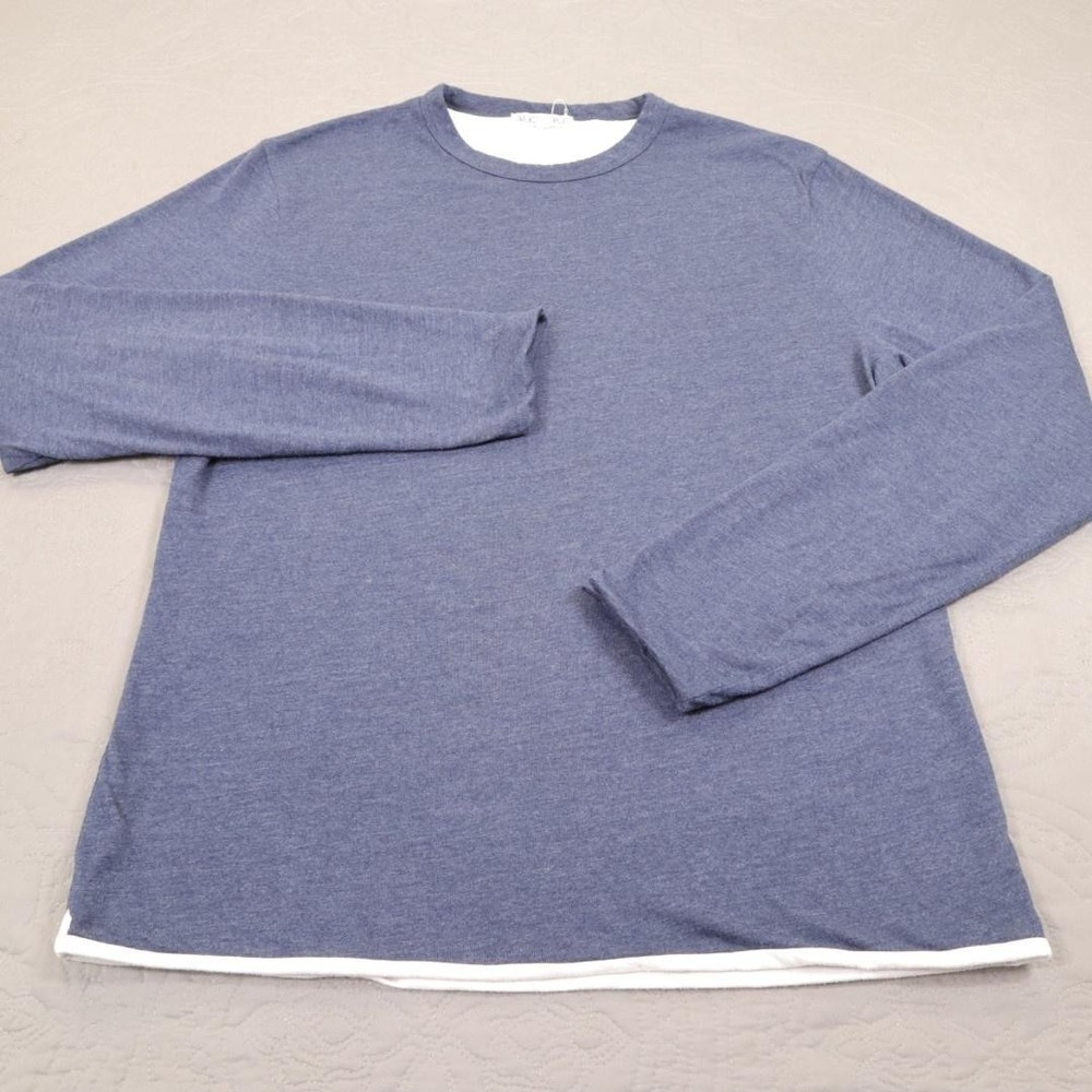 Alex Mill Shirt Mens Medium Blue Long Sleeve Crewneck Layered Huckleberry
