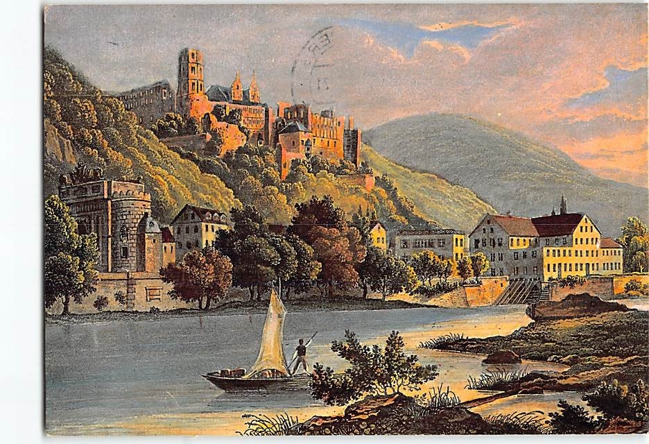 Postcard Heidelberg Castle along the Neckar River Germany