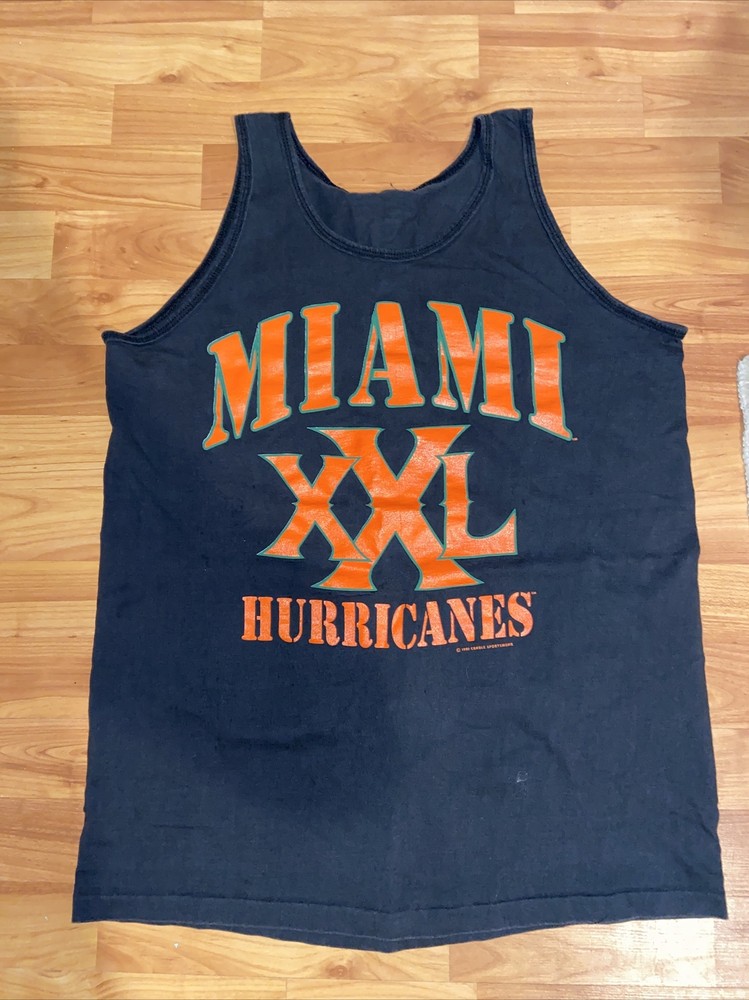 Vtg University of Miami Hurricanes 90's Tees Men's Black Tank Top Size L