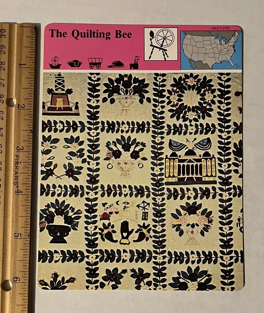 1979 Panarizon Odd Fellows Quilt The Quilting Bee 19th Century Large Card Vtg