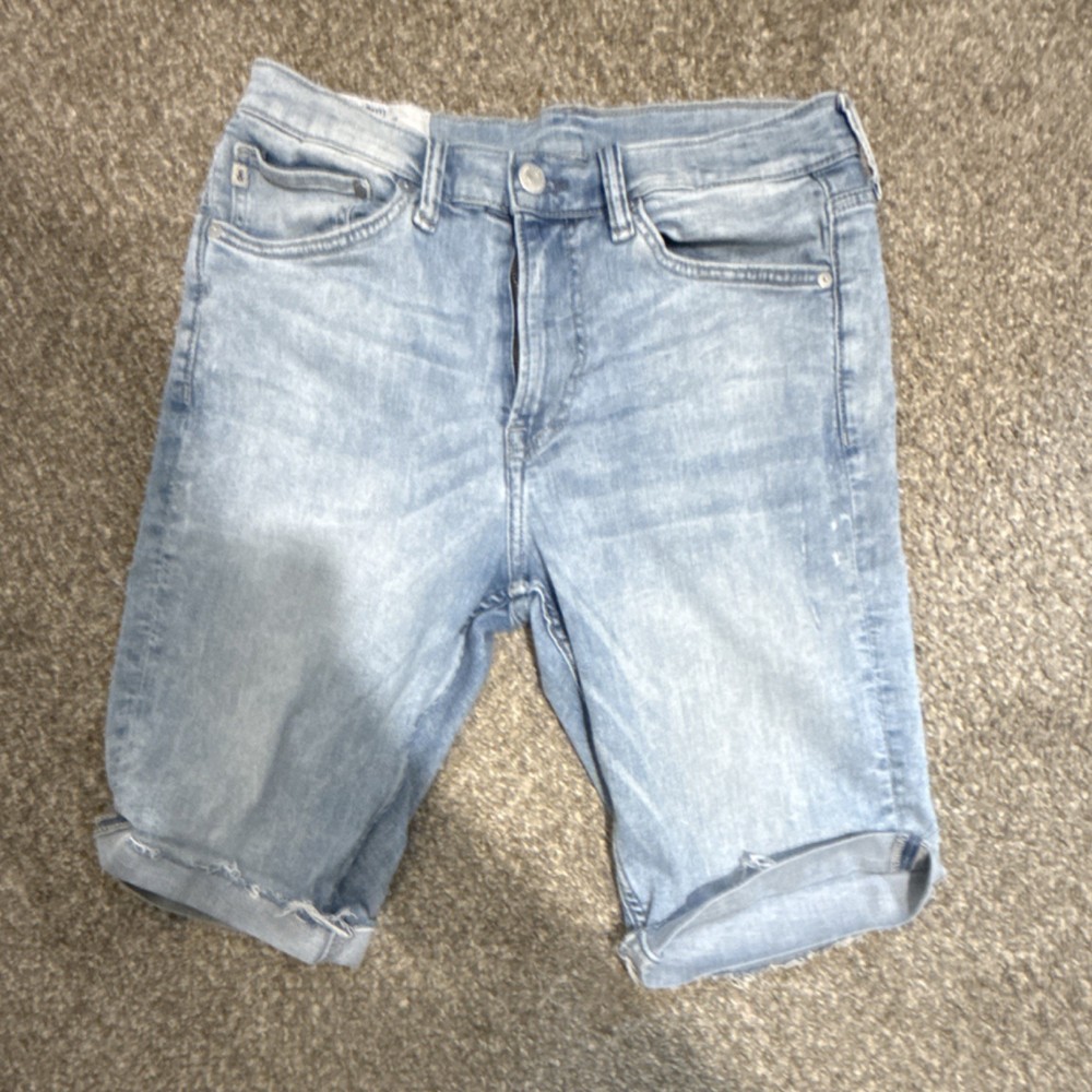 & Denim Slim Fit Light Blue Jean Shorts 32” waist