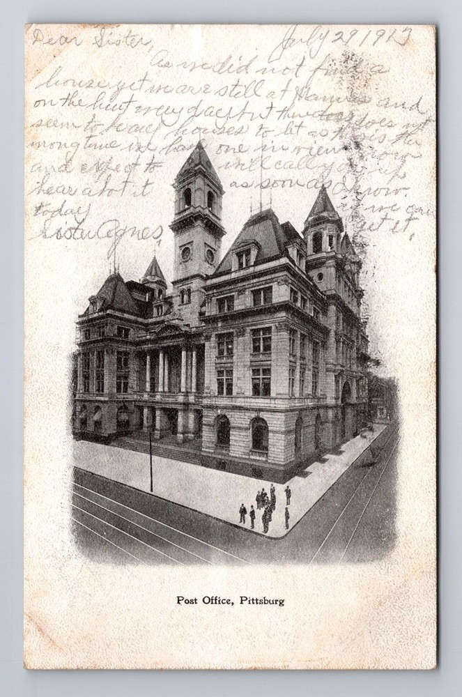 Pittsburgh PA-Pennsylvania, Post Office Building, Antique Vintage c1913 Postcard