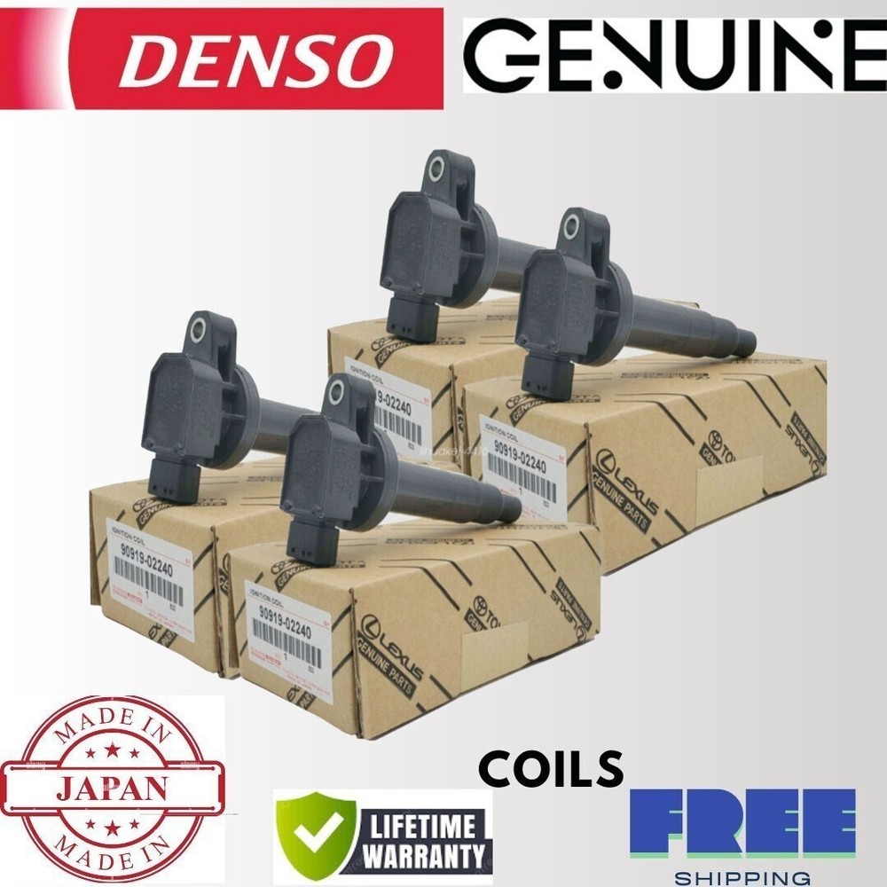 DENSO Set 4 Ignition Coils Fits 2000-16 Toyota Yaris Scion xA xB I4 90919-02240