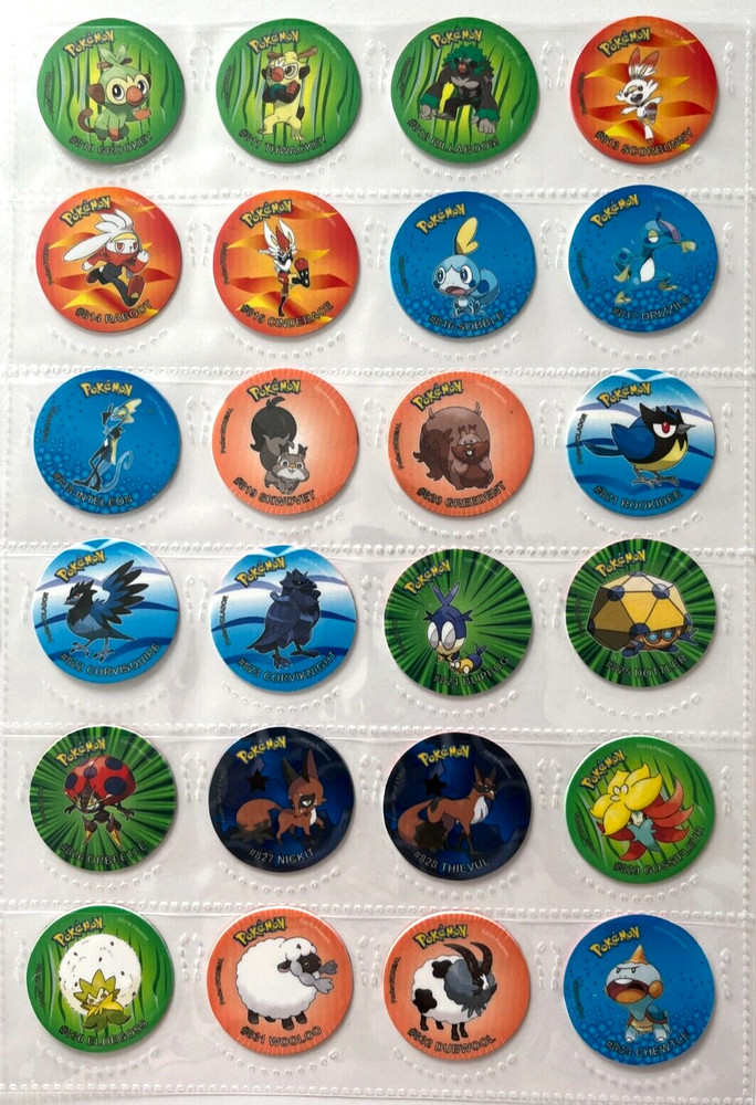 2023 TAZOS POKEMON GALAR - Full Set 96/96 Pogs Flips Taps PERU Grookey Scorbunny