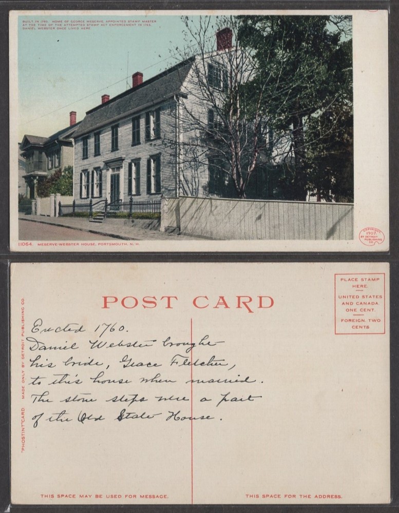 Det. Publ. Co. Postcard - Phostint #11064 Portsmouth, NH – Webster House