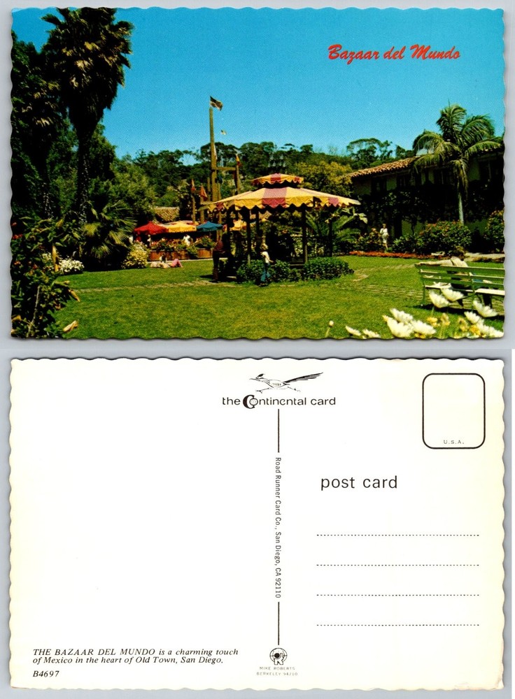 Bazaar del Mundo Old Town San Diego CA Vintage Continental Chrome Postcard