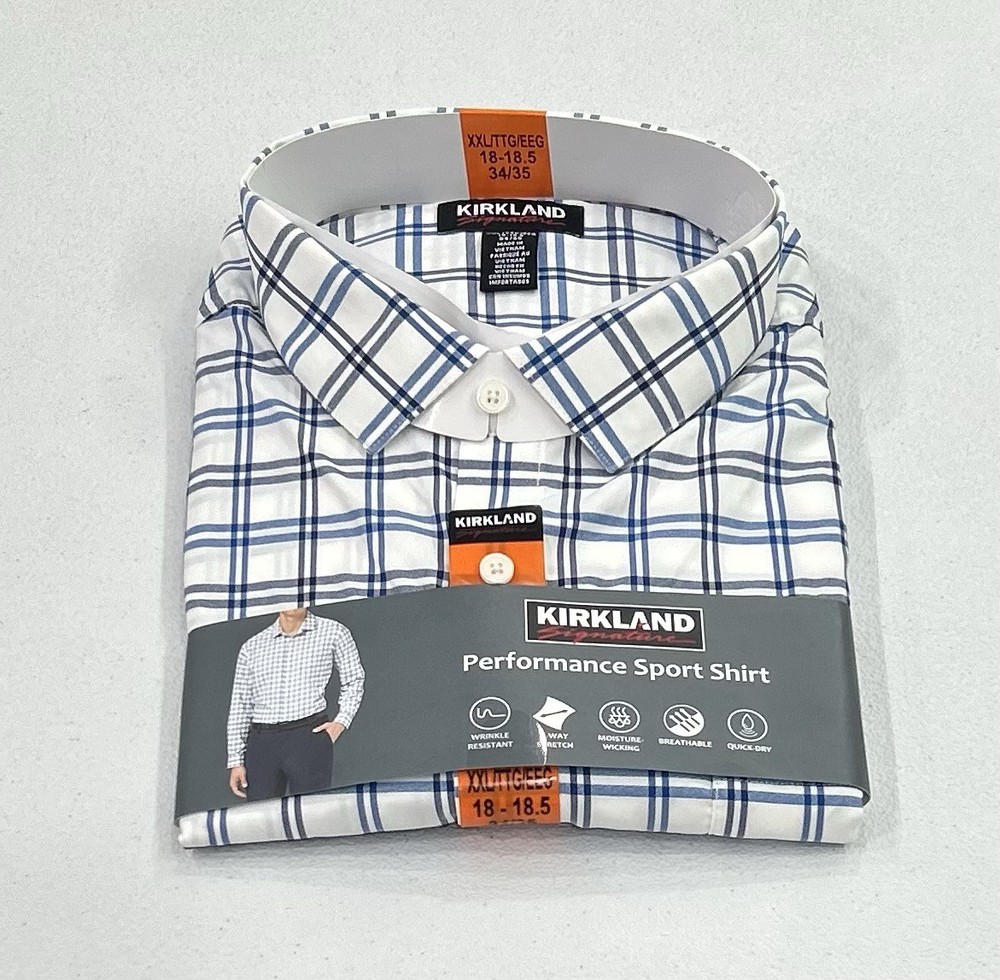 Kirkland Signature Men’s Performance Sport Shirt,Multicolor,XXL(18-18.5, 34/35)