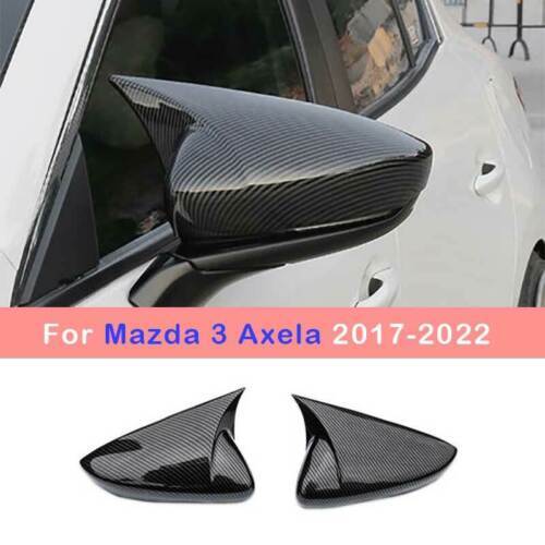 2017-2022 Mazda 3 Axela Carbon Fiber Rear View Mirror Cover Trim Pair